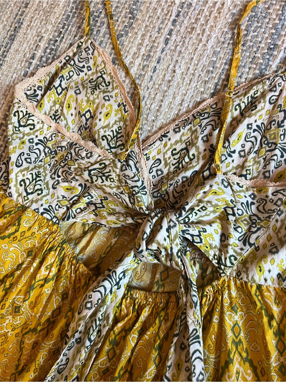 miami Yellow Tiered Patterned Spaghetti-Strap Sundress - Picture 12 of 16